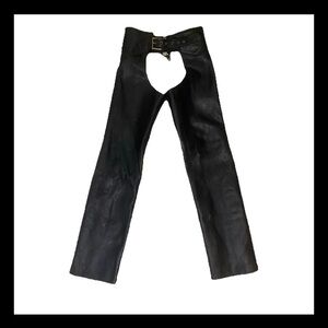Fox Creek Black Leather Chaps SZ S